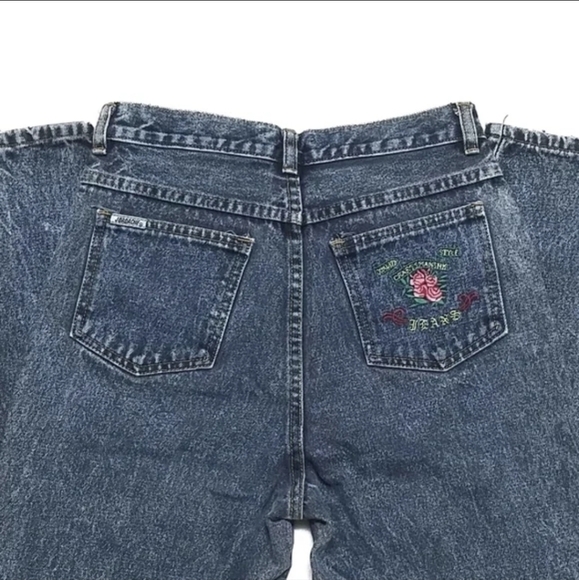 VINTAGE Jordache Extra High Rise Rose Embroidered Side Zip Acid Wash Jeans - Picture 11 of 15